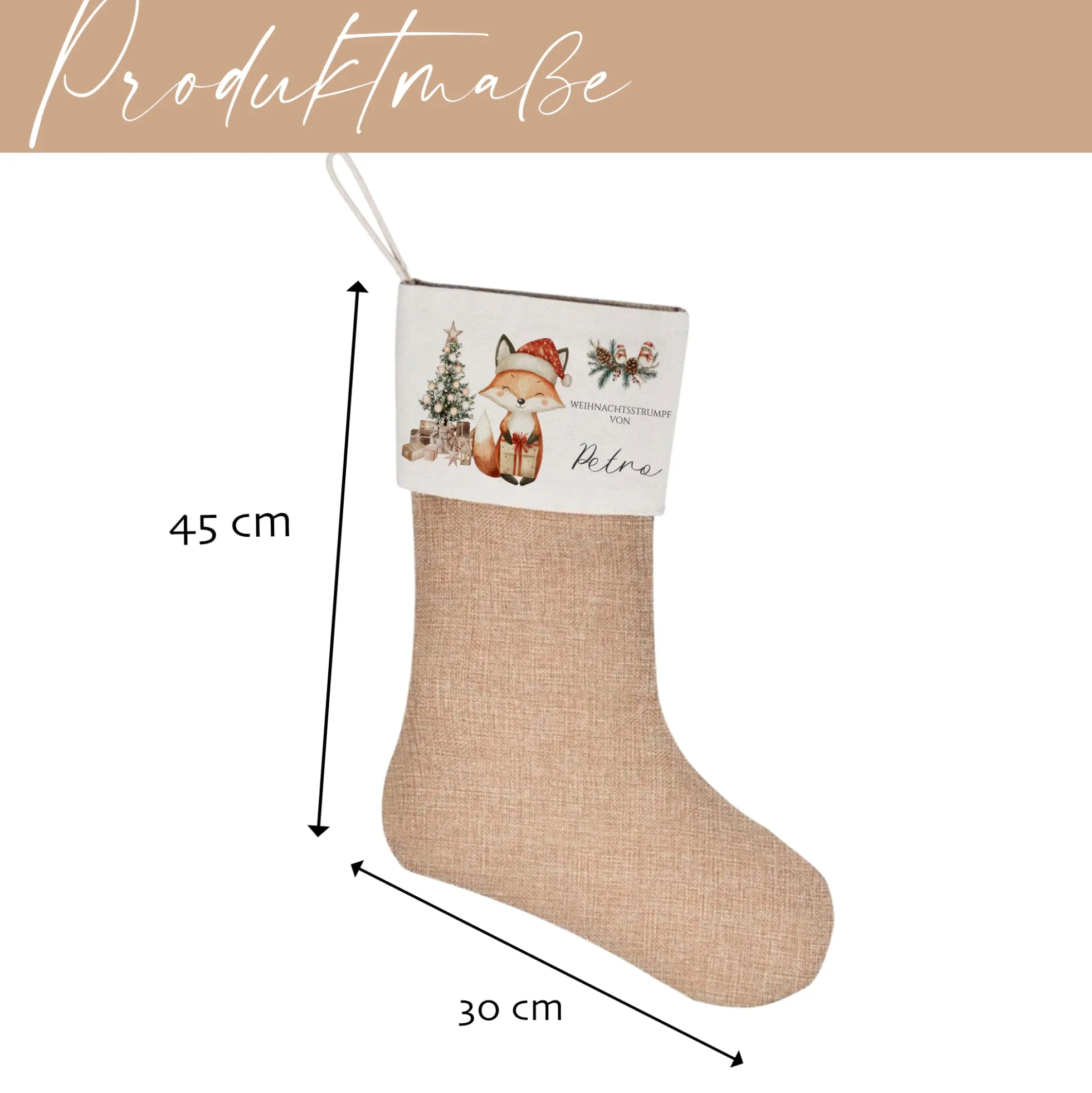 Nikolausstrumpf Nikolausstiefel personalisiert Kinder Weihnachtsstrumpf Fuchs Mädchen Jungen Name Weihnachtsstiefel Nikolaussocke