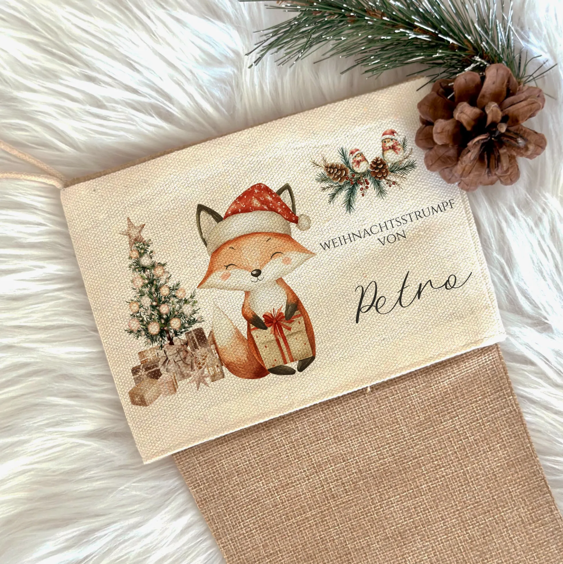 Nikolausstrumpf Nikolausstiefel personalisiert Kinder Weihnachtsstrumpf Fuchs Mädchen Jungen Name Weihnachtsstiefel Nikolaussocke