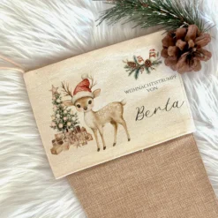 Nikolausstrumpf Nikolausstiefel personalisiert Kinder Weihnachtsstrumpf Rehkitz Mädchen Jungen Name Weihnachtsstiefel Nikolaussocke