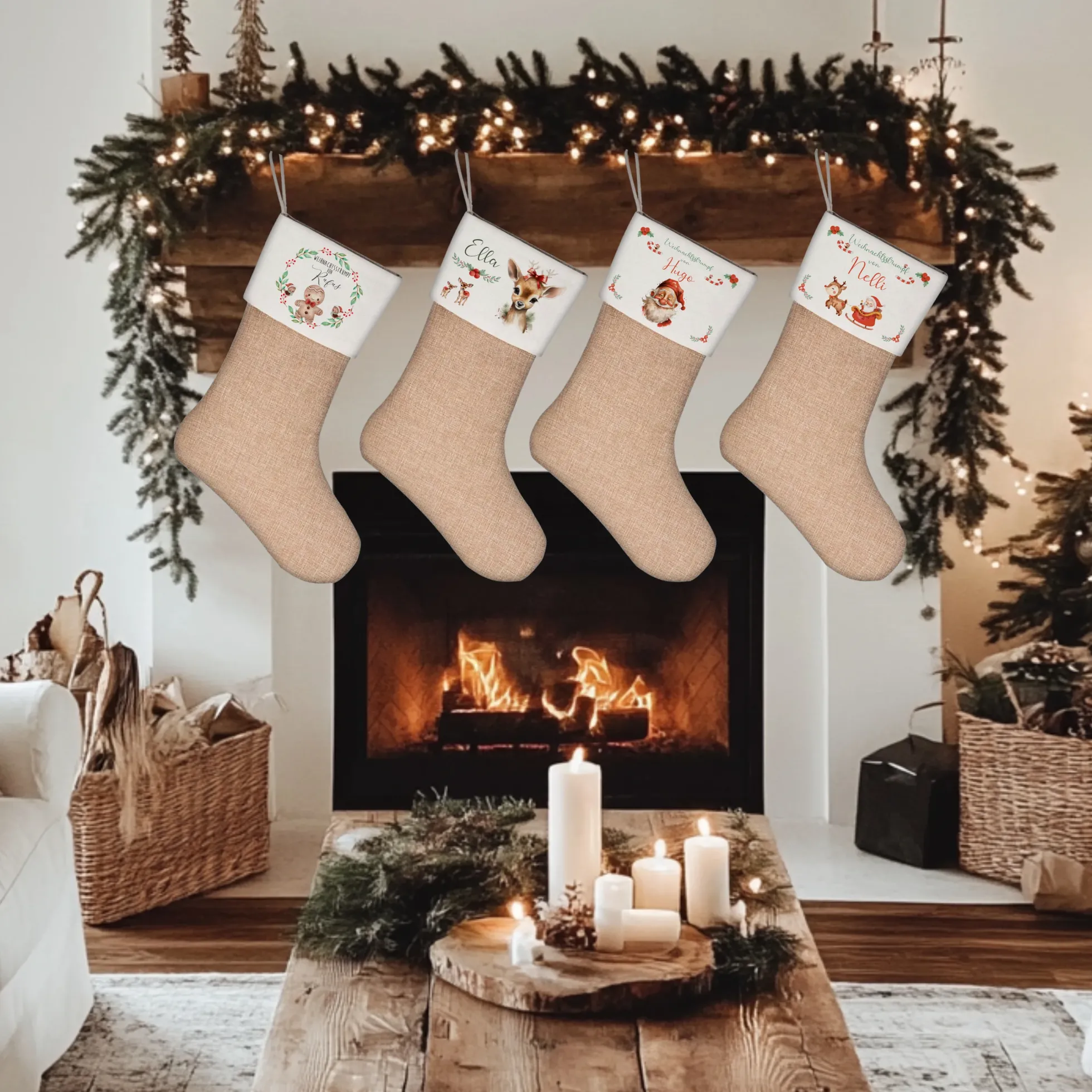 Nikolausstrumpf Nikolausstiefel personalisiert Kinder Weihnachtsstrumpf Name Weihnachtsstiefel Nikolaussocke Mädchen Jungen Weihnachten