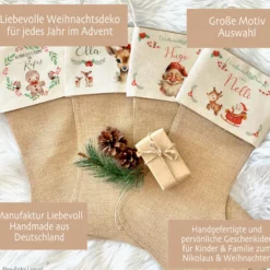 Nikolausstrumpf Nikolausstiefel personalisiert Kinder Weihnachtsstrumpf Name Weihnachtsstiefel Nikolaussocke Mädchen Jungen Weihnachten