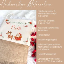 Nikolausstrumpf Nikolausstiefel personalisiert Kinder Weihnachtsstrumpf Name Weihnachtsstiefel Nikolaussocke Mädchen Jungen Weihnachten