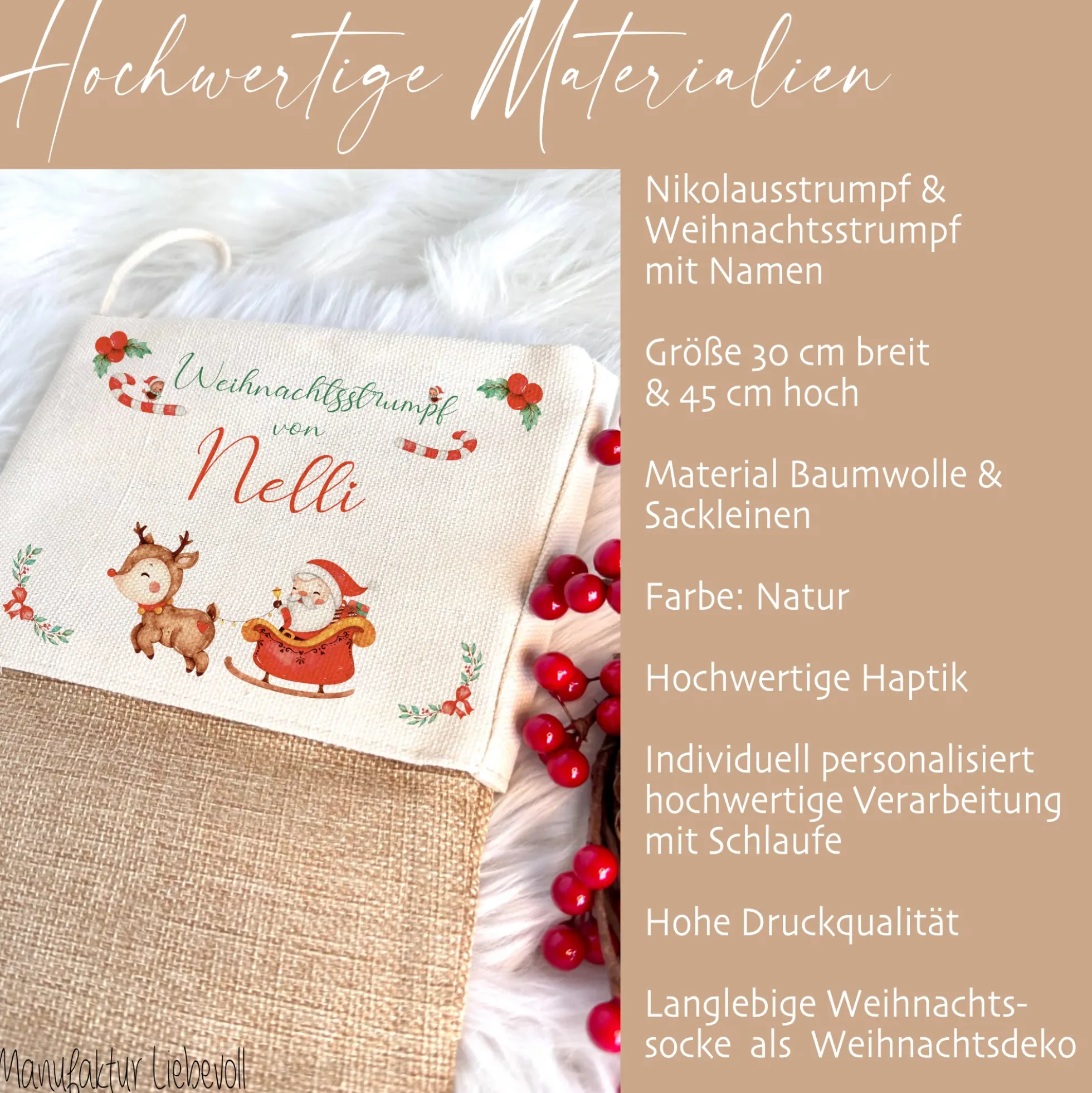 Nikolausstrumpf Nikolausstiefel personalisiert Kinder Weihnachtsstrumpf Name Weihnachtsstiefel Nikolaussocke Mädchen Jungen Weihnachten