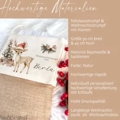 Nikolausstrumpf Nikolausstiefel personalisiert Kinder Weihnachtsstrumpf Mädchen Jungen Name Weihnachtsstiefel Nikolaussocke Weihnachten