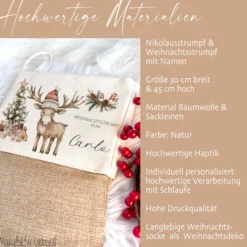 Nikolausstrumpf Nikolausstiefel personalisiert Kinder Weihnachtsstrumpf Mädchen Jungen Name Weihnachtsstiefel Nikolaussocke Weihnachten