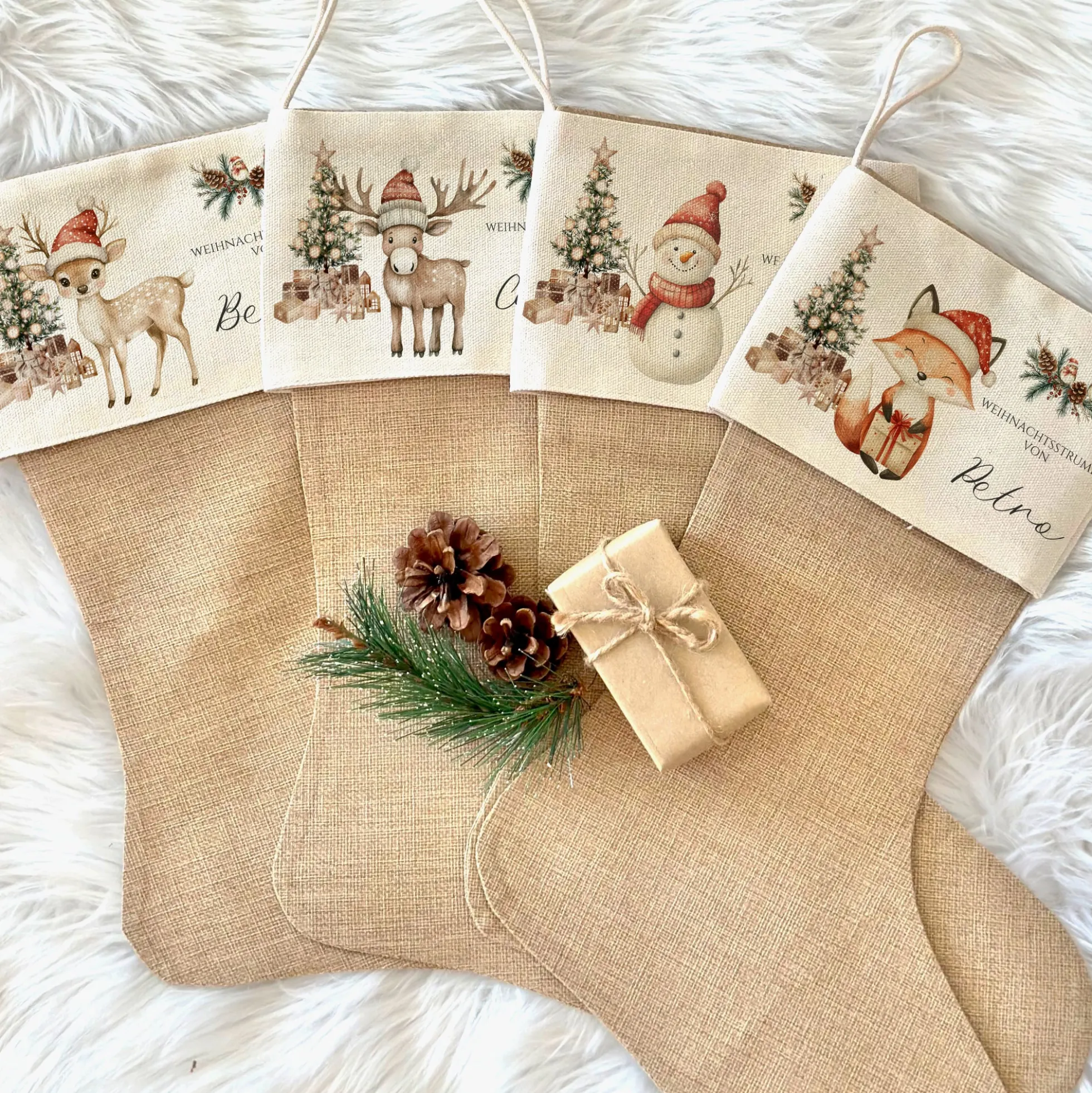 Nikolausstrumpf Nikolausstiefel personalisiert Kinder Weihnachtsstrumpf Schneemann Mädchen Jungen Name Weihnachtsstiefel Nikolaussocke