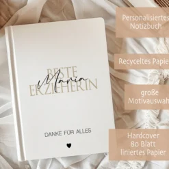 Notizbuch mit Namen Erzieherin Abschiedsgeschenk Erzieher Geschenk Dankeschön