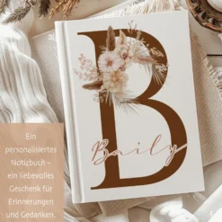 Notizbuch Personalisiert Buchstabe und Name Boho, Tagebuch, Journal, Geschenk