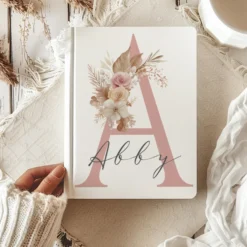 Notizbuch Personalisiert Buchstabe und Name Boho, Tagebuch, Journal, Geschenk