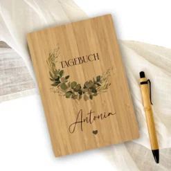 Notizbuch personalisiert Tagebuch mit Namen A5 Journal Mädchen Frauen Teenager Geschenk Schreibheft Journal Notizheft Eukalyptus