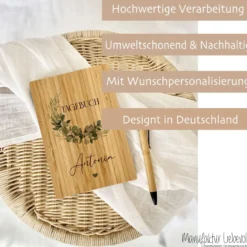 Notizbuch personalisiert Tagebuch mit Namen A5 Journal Mädchen Frauen Teenager Geschenk Schreibheft Journal Notizheft Eukalyptus