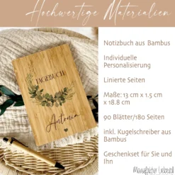 Notizbuch personalisiert Tagebuch mit Namen A5 Journal Mädchen Frauen Teenager Geschenk Schreibheft Journal Notizheft Eukalyptus