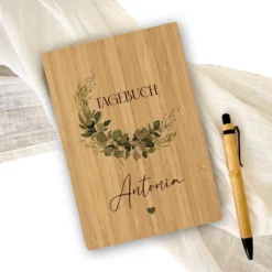 Notizbuch personalisiert Tagebuch mit Namen A5 Journal Mädchen Frauen Teenager Geschenk Schreibheft Journal Notizheft Eukalyptus