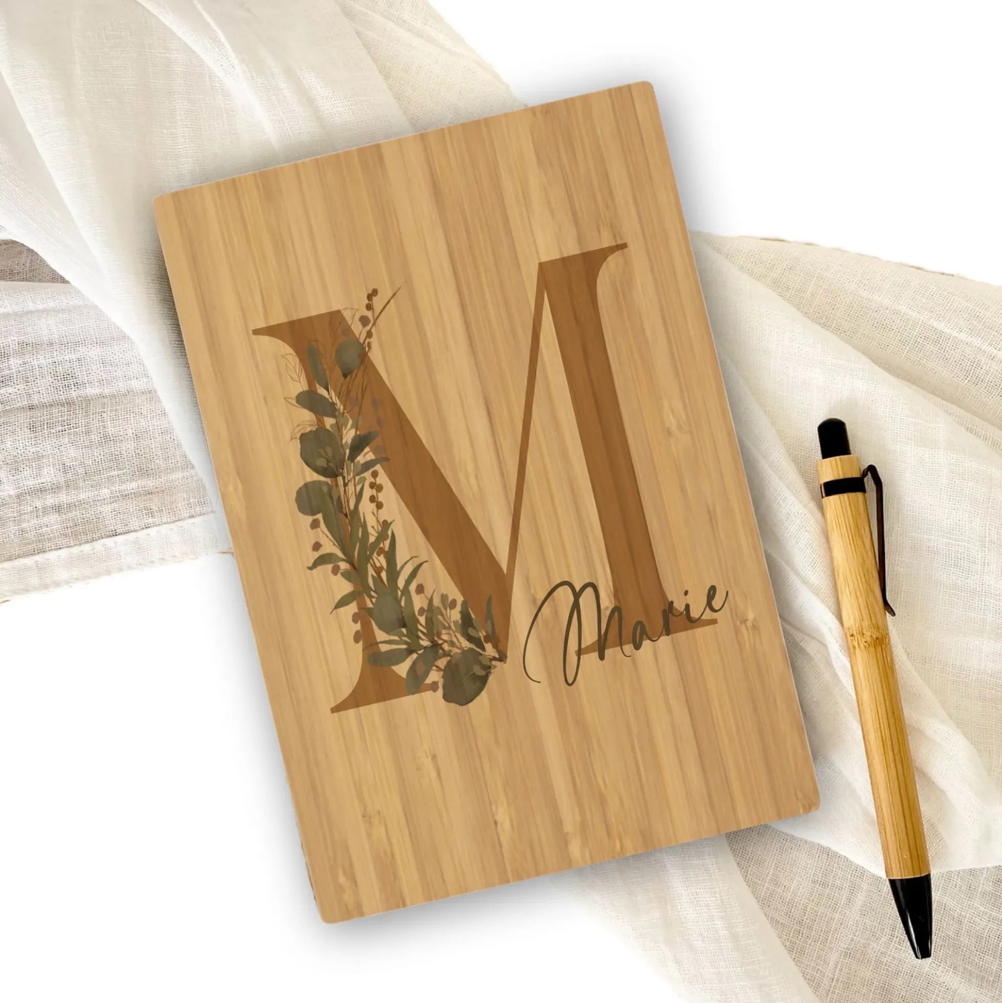 Notizbuch personalisiert Tagebuch mit Namen A5 Journal Mädchen Frauen Teenager Geschenk Schreibheft Journal Notizheft Monogramm Eukalyptus