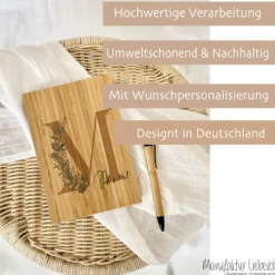 Notizbuch personalisiert Tagebuch mit Namen A5 Journal Mädchen Frauen Teenager Geschenk Schreibheft Journal Notizheft Monogramm Eukalyptus