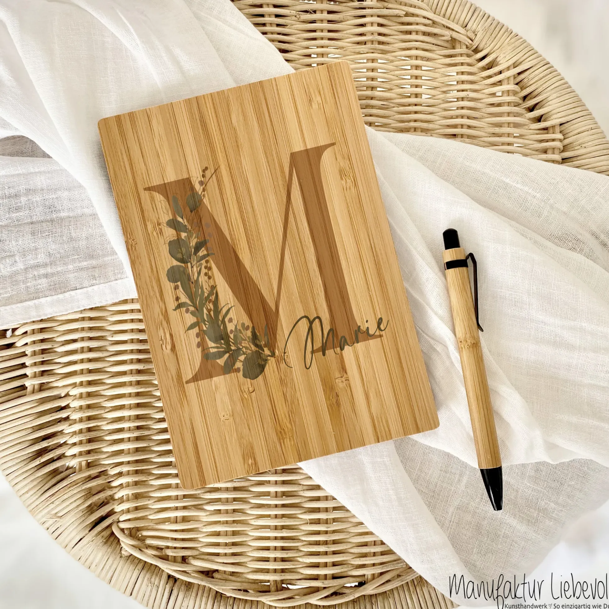 Notizbuch personalisiert Tagebuch mit Namen A5 Journal Mädchen Frauen Teenager Geschenk Schreibheft Journal Notizheft Monogramm Eukalyptus