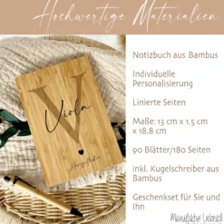 Notizbuch personalisiert Tagebuch mit Namen A5 Journal Mädchen Frauen Männer Teenager Monogramm