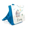 Origineller Rucksack für Kinder in Blau | Kinderrucksack mit dem Namen des Kindes personalisiert | Motiv: "Ein Bär feiert Geburtstag" | Perfektes und sinnvolles Geschenk für Kinder im Kindergartenalter