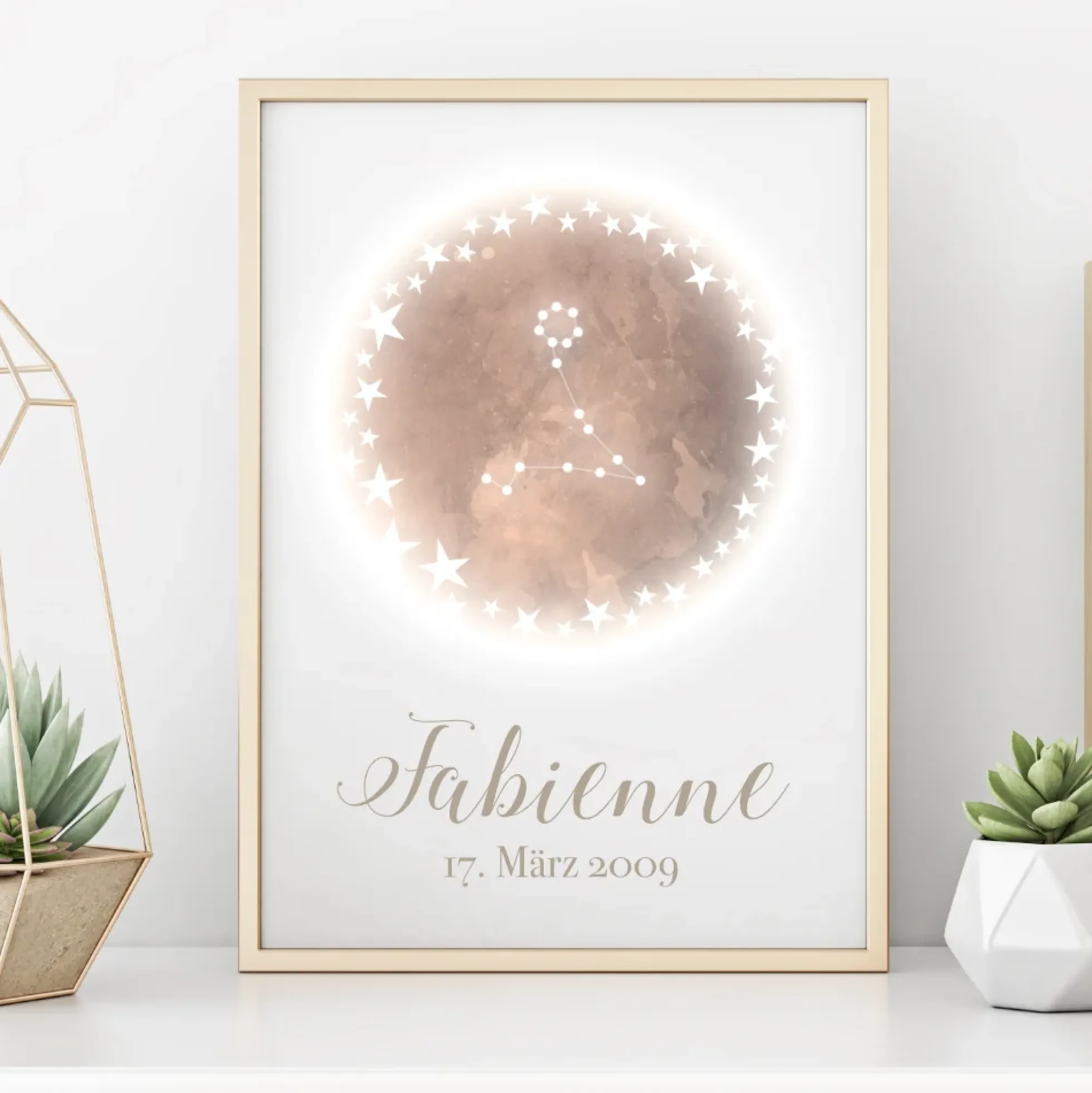 Originelles Geschenk zum Geburtstag | Personalisiertes Poster mit Sternzeichen, Namen und Geburtsdatum | Persönliches Geburtstagsgeschenk | 12 Sternzeichen zur Auswahl
