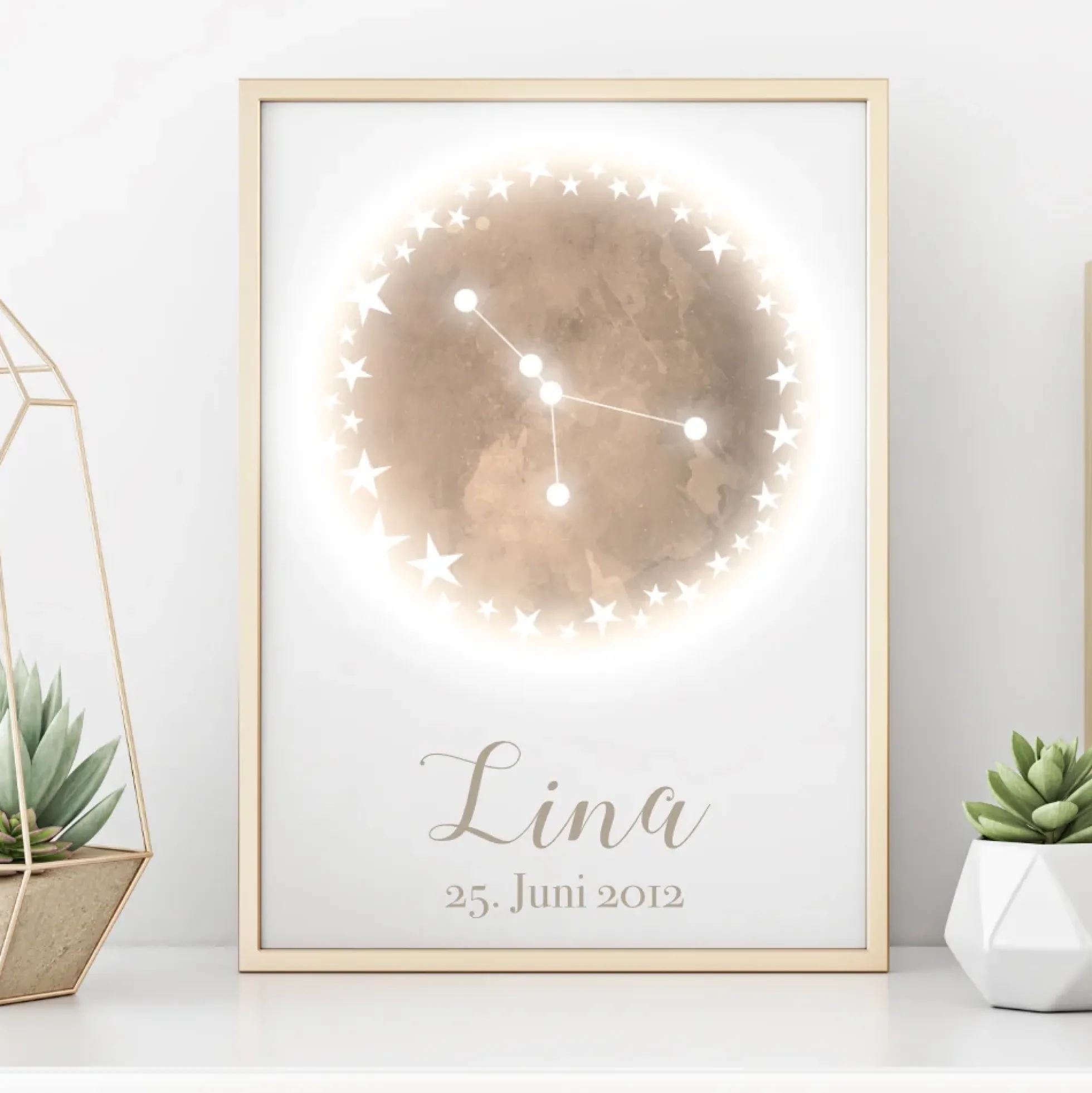 Originelles Geschenk zum Geburtstag | Personalisiertes Poster mit Sternzeichen, Namen und Geburtsdatum | Persönliches Geburtstagsgeschenk | 12 Sternzeichen zur Auswahl