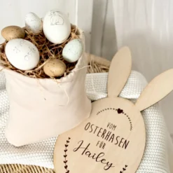Osterkörbchen aus Stoff 3 Varianten mit Namen & Holzhasen