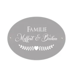 Ovales Türschild | personalisiert mit den Namen des Paares | Geschenkidee zur Hochzeit | 6 Motivvarianten zur Auswahl