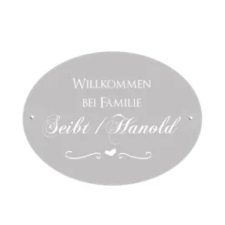 Ovales Türschild | personalisiert mit den Namen des Paares | Geschenkidee zur Hochzeit | 6 Motivvarianten zur Auswahl