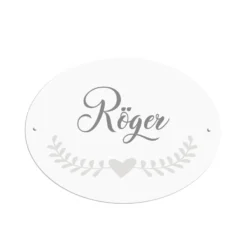 Ovales Türschild | personalisiert mit den Namen des Paares | Geschenkidee zur Hochzeit | 6 Motivvarianten zur Auswahl