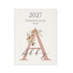 Personaliserter Buchkalender 2027 Din A5 | Hardcover Terminplaner mit Name | Wochenplaner Weiß