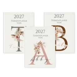 Personaliserter Buchkalender 2027 Din A5 | Hardcover Terminplaner mit Name | Wochenplaner Weiß
