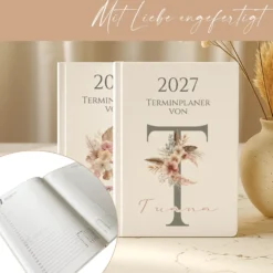 Personaliserter Buchkalender 2027 Din A5 | Hardcover Terminplaner mit Name | Wochenplaner Weiß