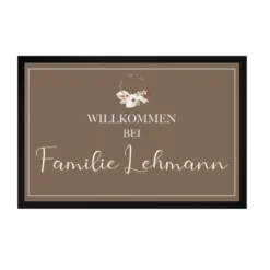 Personalisierte Boho Fußmatte mit dem Namen der Familie | Optional als Set mit Türschild