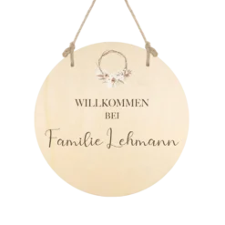 Personalisierte Boho Fußmatte mit dem Namen der Familie | Optional als Set mit Türschild