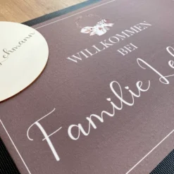Personalisierte Boho Fußmatte mit dem Namen der Familie | Optional als Set mit Türschild