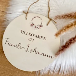 Personalisierte Boho Fußmatte mit dem Namen der Familie | Optional als Set mit Türschild