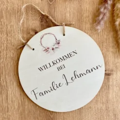 Personalisierte Boho Fußmatte mit dem Namen der Familie | Optional als Set mit Türschild