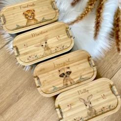 Personalisierte Brotdose mit Namen für Kinder | Motiv Hase | Kindergarten Lunchbox | Geschenk für Mädchen