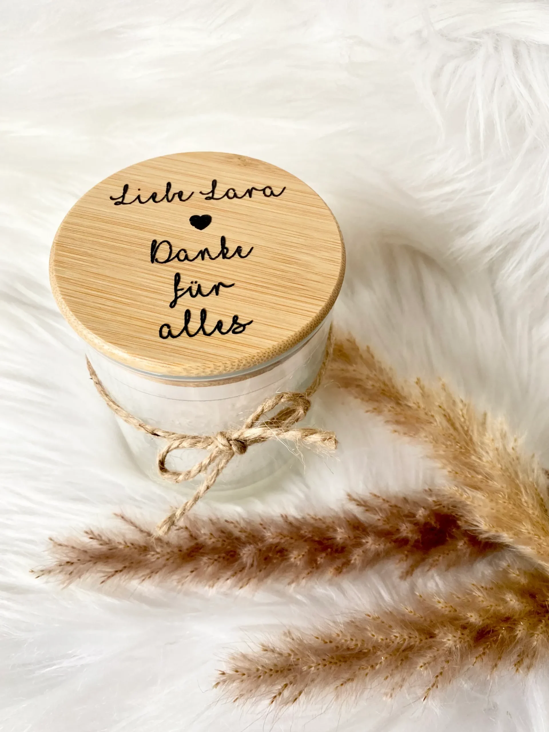 Personalisierte Duftkerze im Glas "Danke für alles" mit Namen als Dankeschön