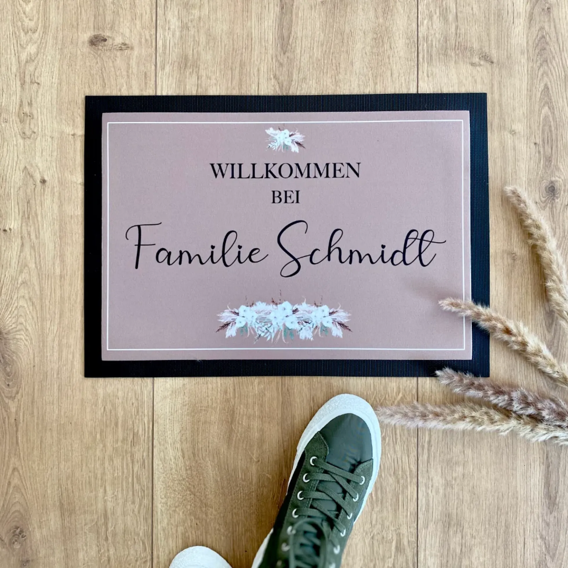 Personalisierte edle Fußmatte mit Familiennamen | Optional als tolles Geschenk Set mit Türschild erhältlich