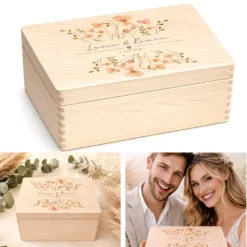 Personalisierte Erinnerungskiste Hochzeit mit Namen & Datum | Hochzeitsgeschenk Brautpaar | Holzbox Hochzeit | Geldgeschenk Hochzeit Liebe