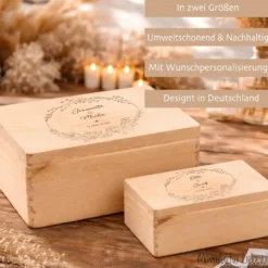 Personalisierte Erinnerungskiste zur Hochzeit, Holzbox als Geschenk für das Brautpaar, Hochzeitsgeschenk