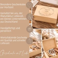 Personalisierte Erinnerungskiste zur Hochzeit, Holzbox als Geschenk für das Brautpaar, Hochzeitsgeschenk
