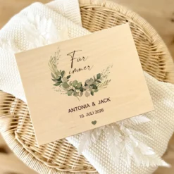 Personalisierte Erinnerungskiste zur Hochzeit "Für immer", Holzbox, Hochzeitsgeschenk