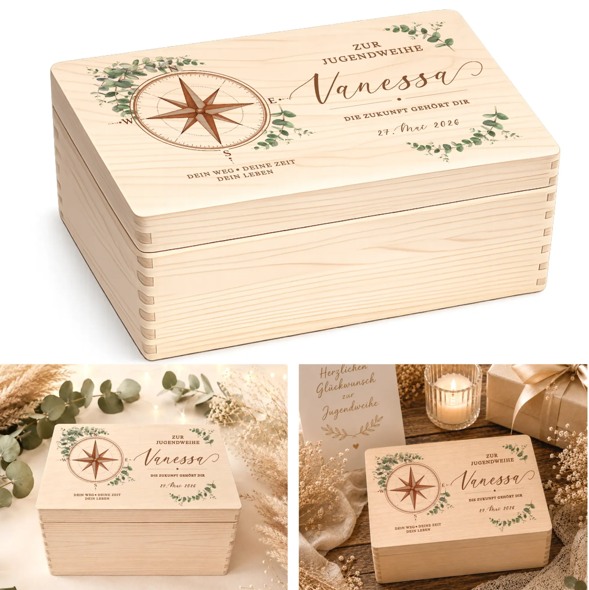 Personalisierte Erinnerungskiste Jugendweihe mit Namen & Datum | Geschenk zur Jugendweihe Mädchen Junge | Holzbox Jugendfeier | Erinnerungsbox Jugendweihe