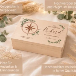Personalisierte Erinnerungskiste Jugendweihe mit Namen & Datum | Geschenk zur Jugendweihe Mädchen Junge | Holzbox Jugendfeier | Erinnerungsbox Jugendweihe