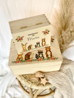 Personalisierte Erinnerungskiste für Babys zur Geburt und Taufe, Babygeschenk mit dem Namen