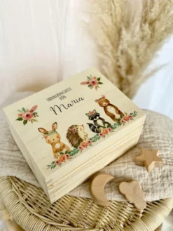 Personalisierte Erinnerungskiste für Babys zur Geburt und Taufe, Babygeschenk mit dem Namen
