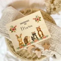 Personalisierte Erinnerungskiste für Babys zur Geburt und Taufe, Babygeschenk mit dem Namen