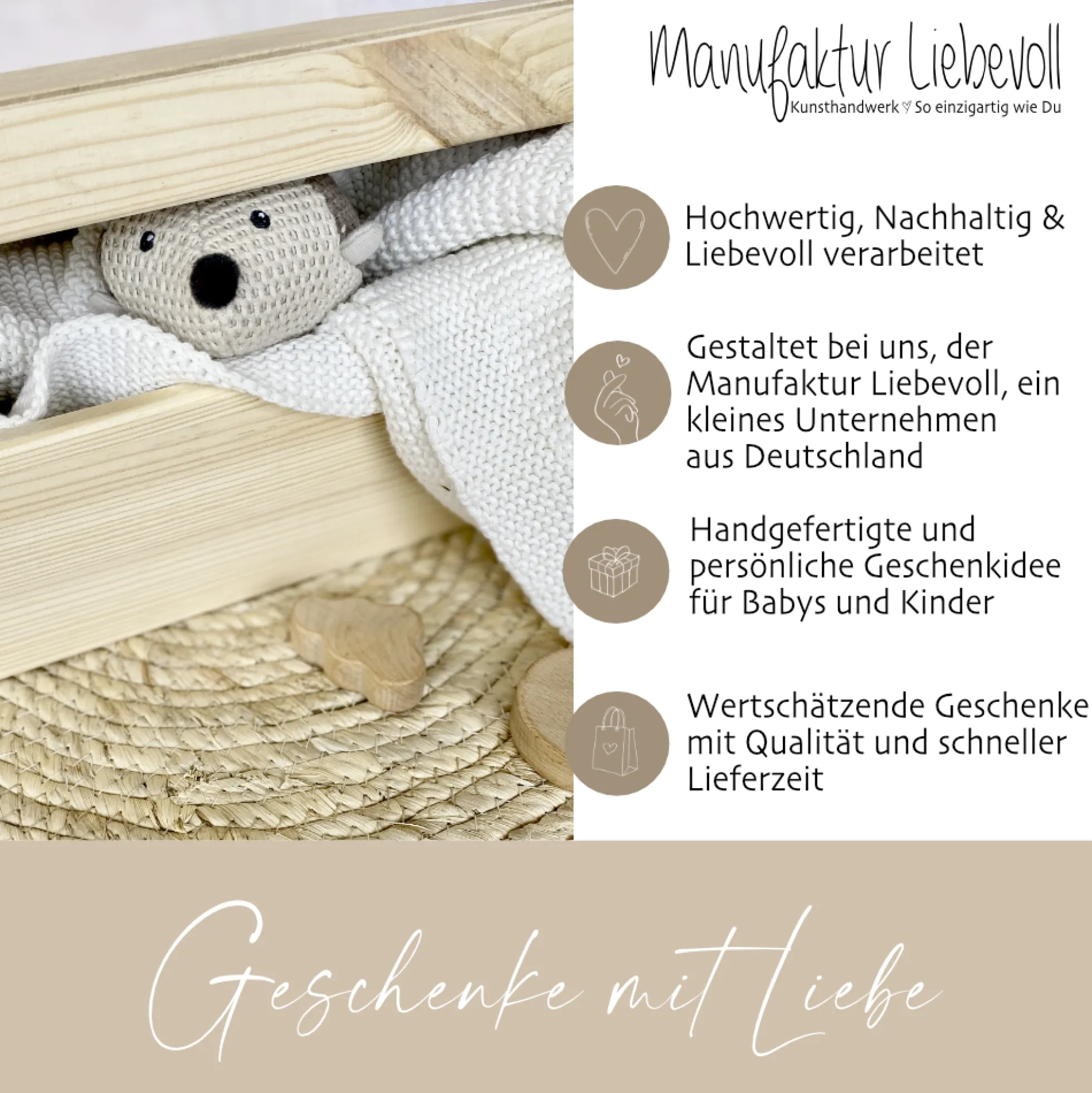 Personalisierte Erinnerungskiste "Tiere Boho" als Motiv für Babys zur Geburt und Taufe, Babygeschenk mit dem Namen, Holzkiste
