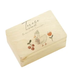 Personalisierte Erinnerungsbox aus Holz | Holzkiste als Geschenk für Andenken mit Motiv Gans